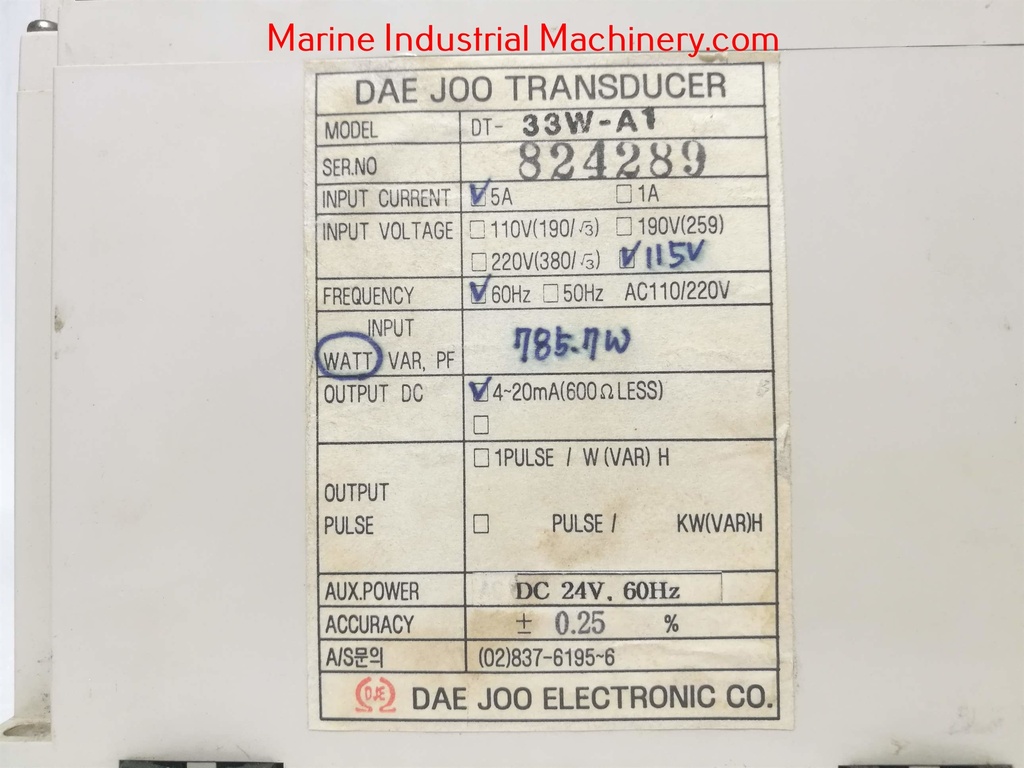 Dae Joo DT-33W-A1 Watt Transducer