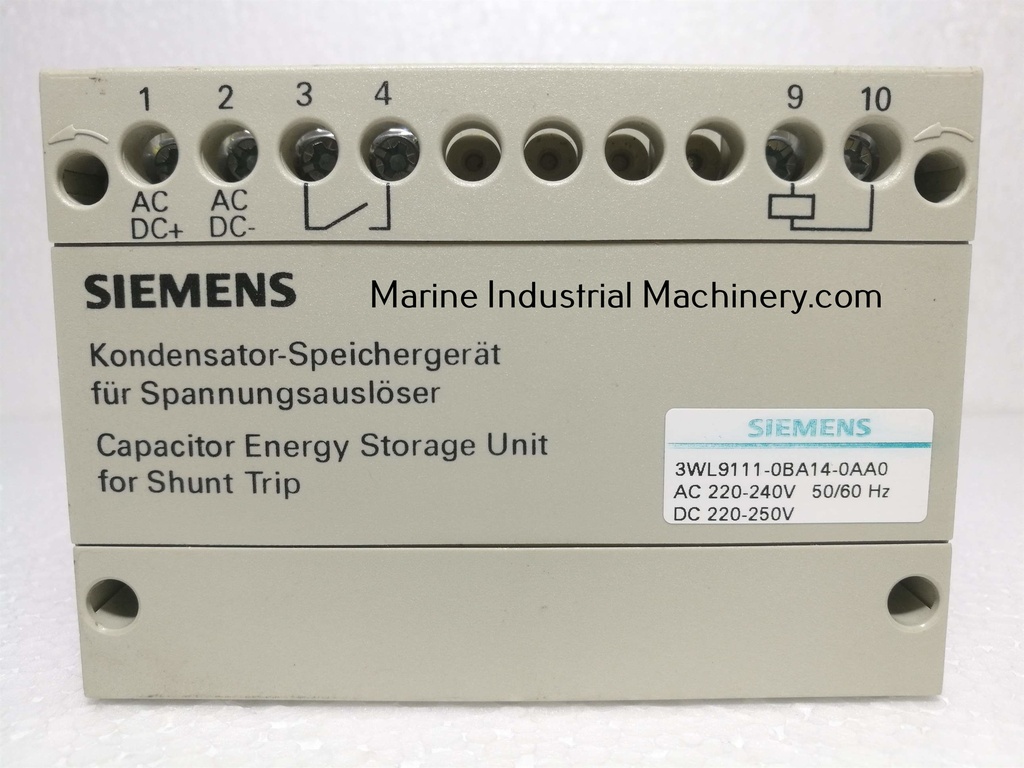 Siemens 3WL9111-0BA14-0AA0 Capacitor Energy Storage Unit for Shunt Trip