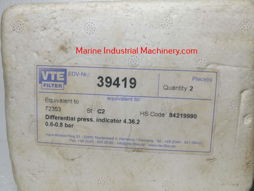VTE-Filter 39419 Pressure Indicator