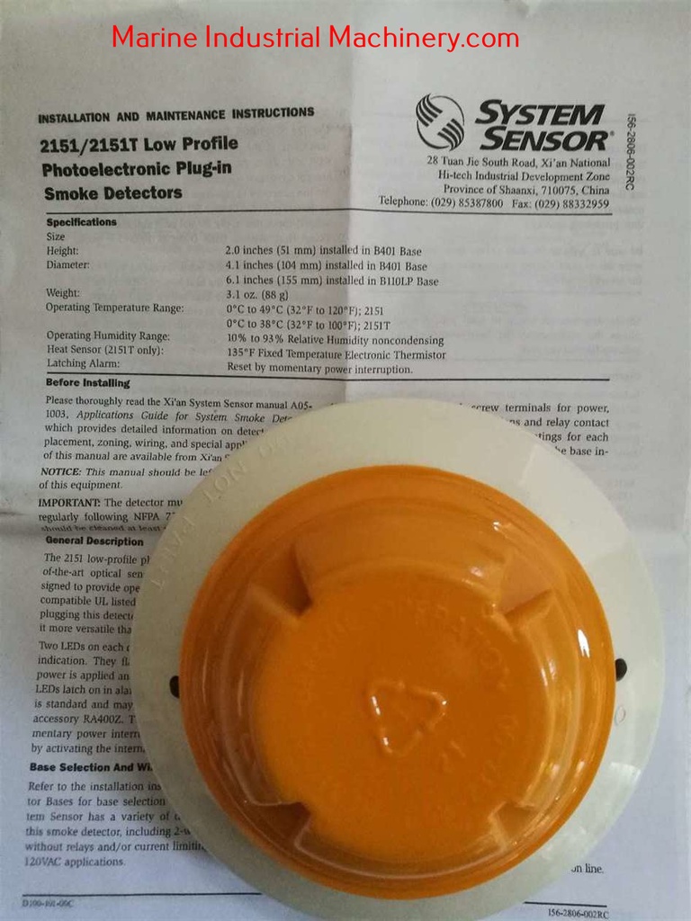System Sensor 2151 Photoelectronic Smoke Detector System Sensor