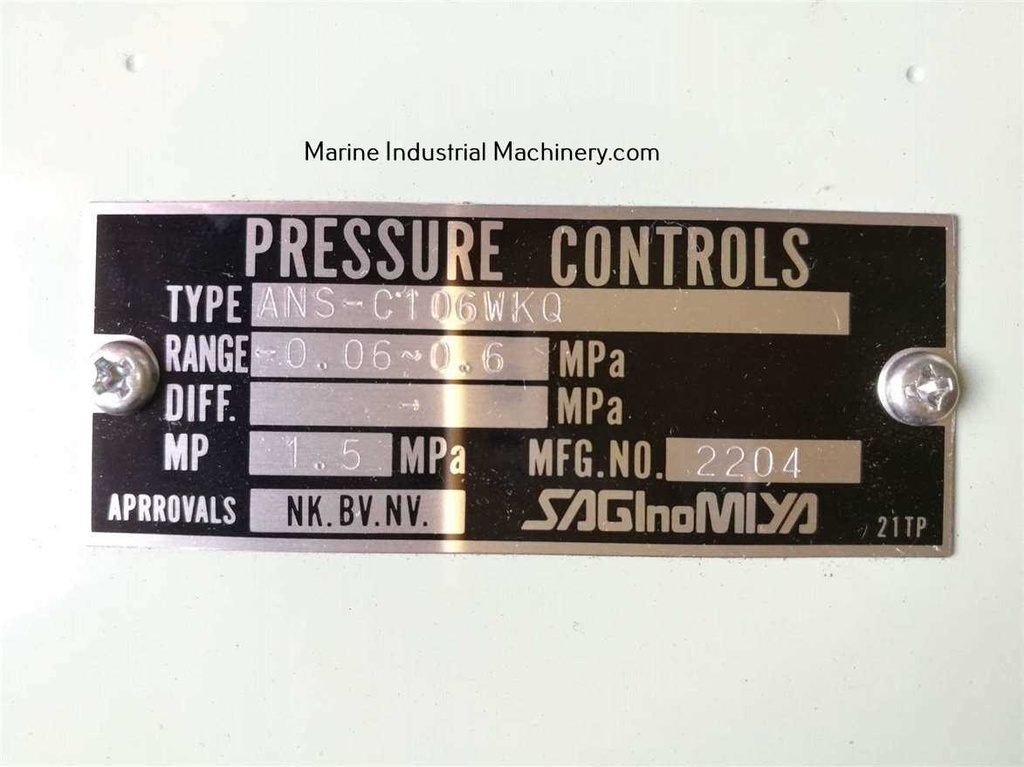 Saginomiya ANS-C106WKQ Pressure Controls