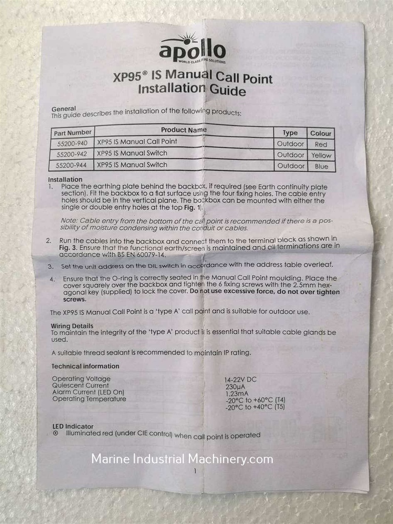 Apollo XP95 Manual Call Point