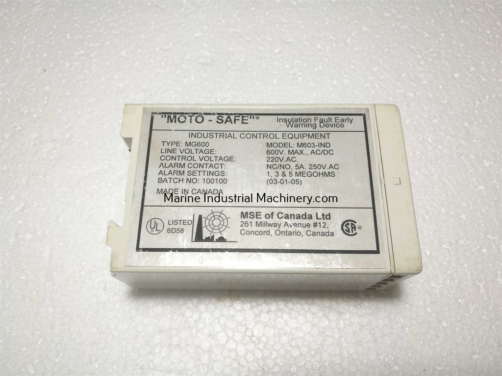 Moto Safe MG600 Model M603-IND  Insulation Monitor Fault Early Warning Device