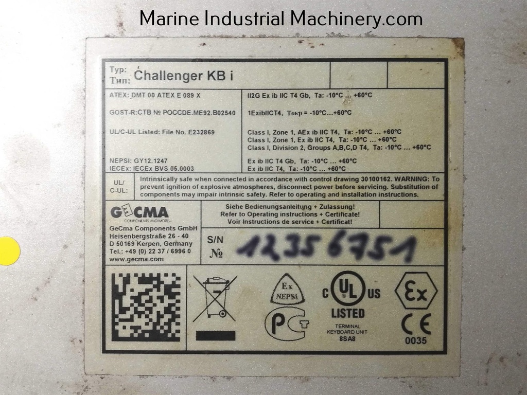 Gecma Challenger KB I Atex Keyboard
