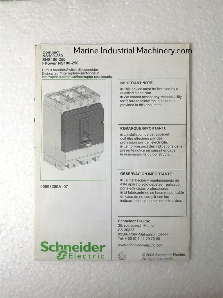 Merlin Gerin Schneider Electric NS100 N Compact Circuit Breaker