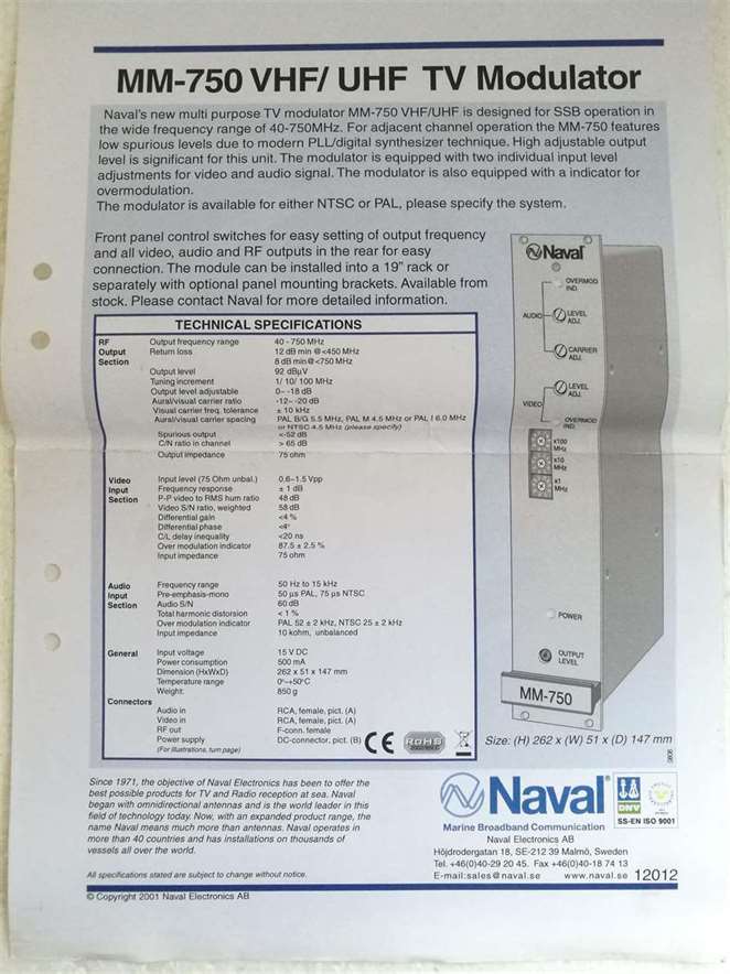Naval MM-750 TV Modulators