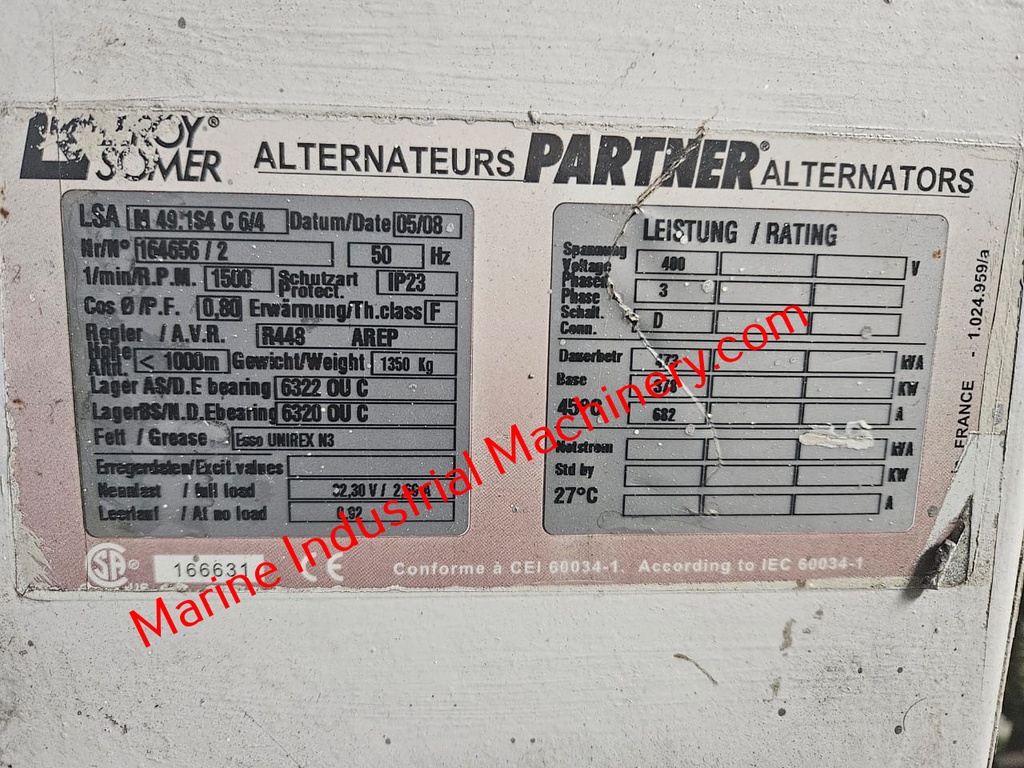Leroy Somer 16631 49.1s4 C 6/4 Alternator Woodestock power