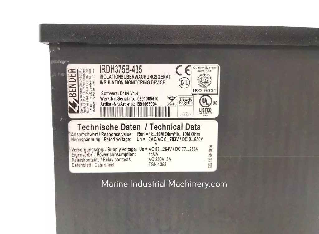 Bender A-Isometer IRDH375 Insulation Monitoring Device