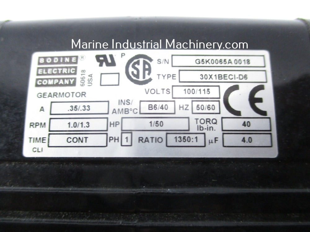 Bodine 30X1BECI-D6 Gearmotor