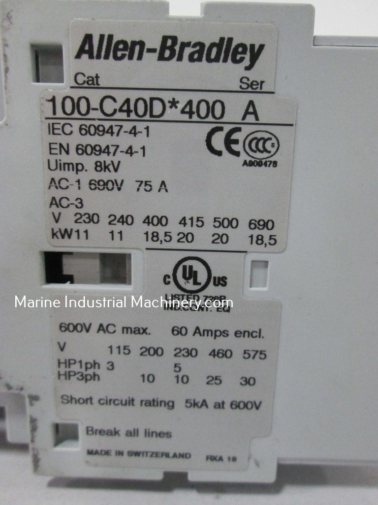 Allen Bradley 100-C40D*400 Contactor