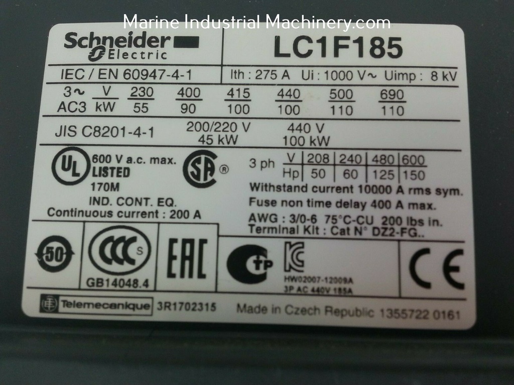 Schneider Electric LC1F185 Contactor