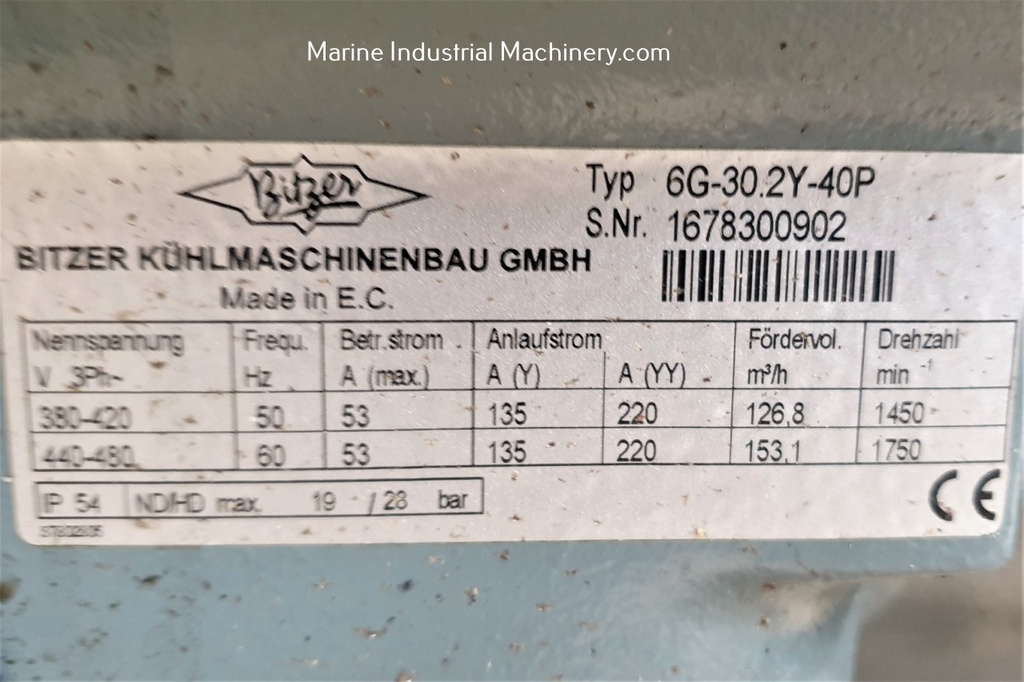 Bitzer 502375-00 6G-30.2Y-40P Semi-Hermetic Reciprocating Compressor