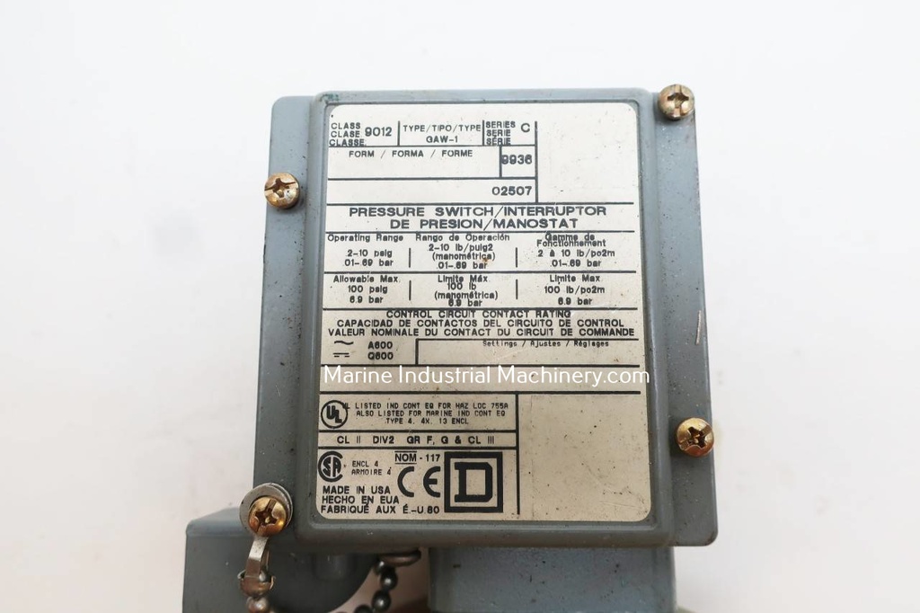 Square D GAW-1 9012 Pressure Switch