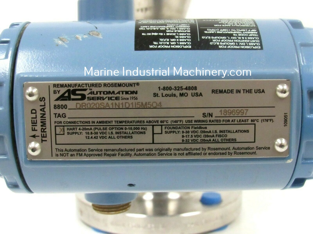 Rosemount 8800 DR020SA1N1D1I5M504 Vortex Flow Meter