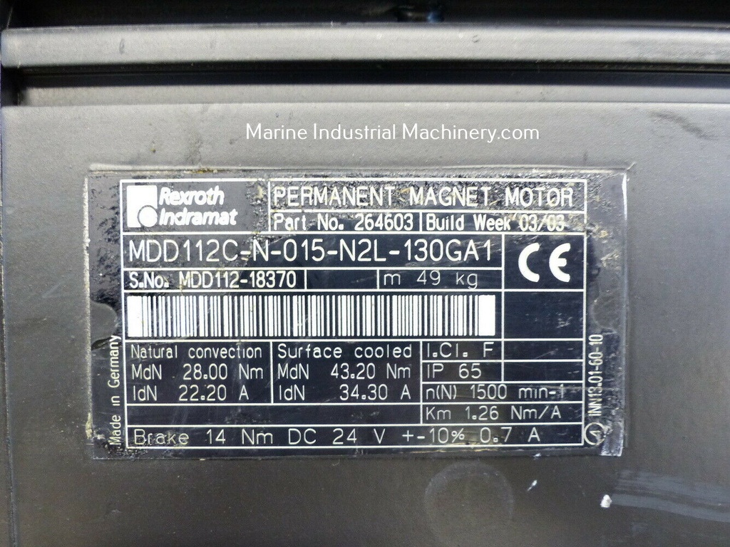 Rexroth Indramat MDD112C-N-015-N2L-130GA1 Permanent Magnet Motor