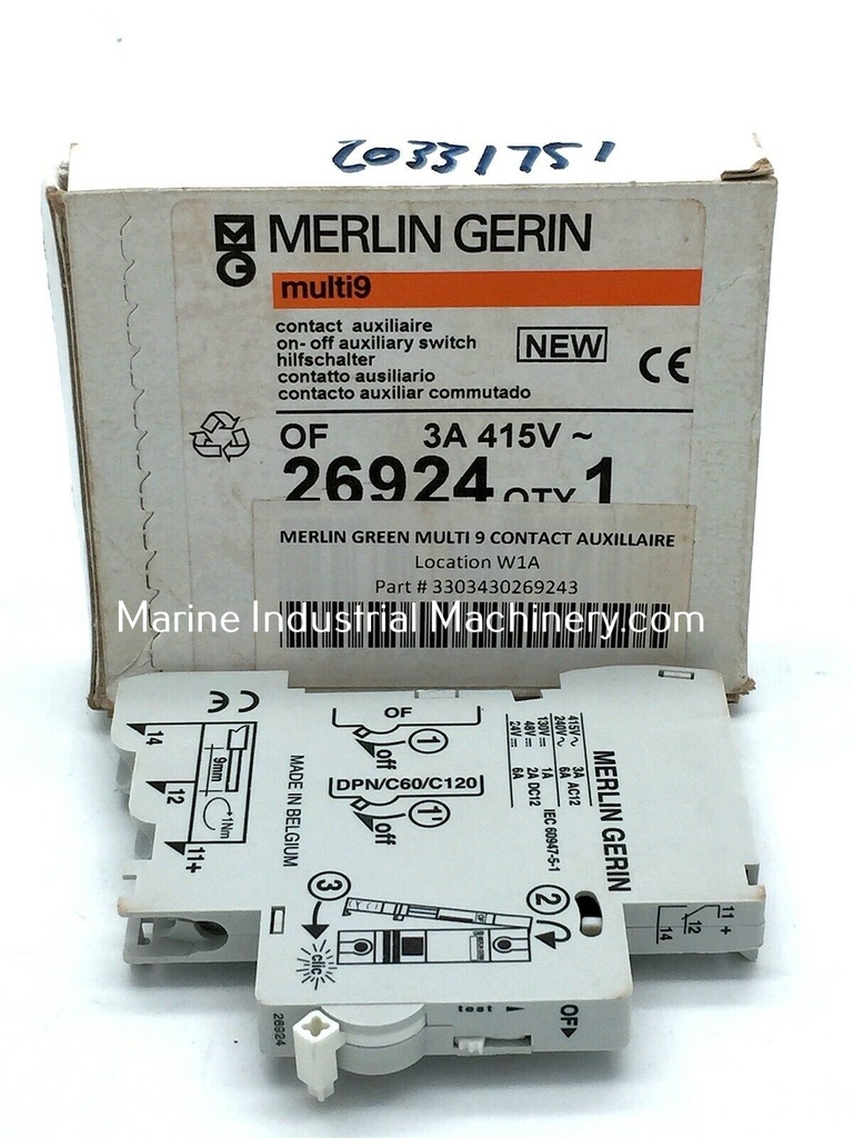 Merlin Gerin 26924 Multi 9 Auxiliary Contactor ON-OFF Switch