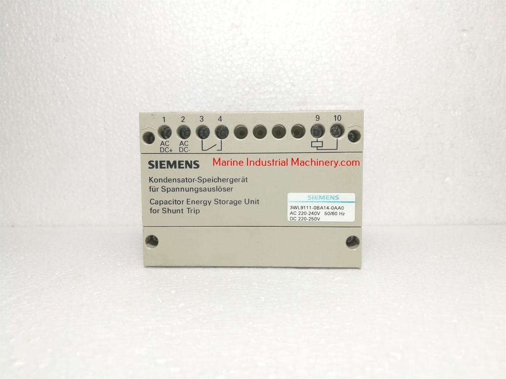 Siemens 3WL9111-0BA14-0AA0 Capacitor Energy Storage Unit for Shunt Trip